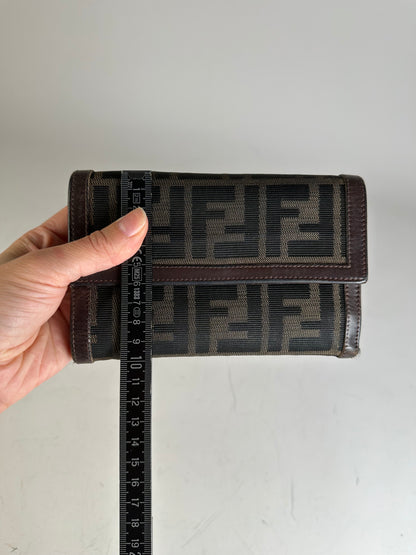 Vintage Fendi FF Monogram Canvas Wallet Brown Black