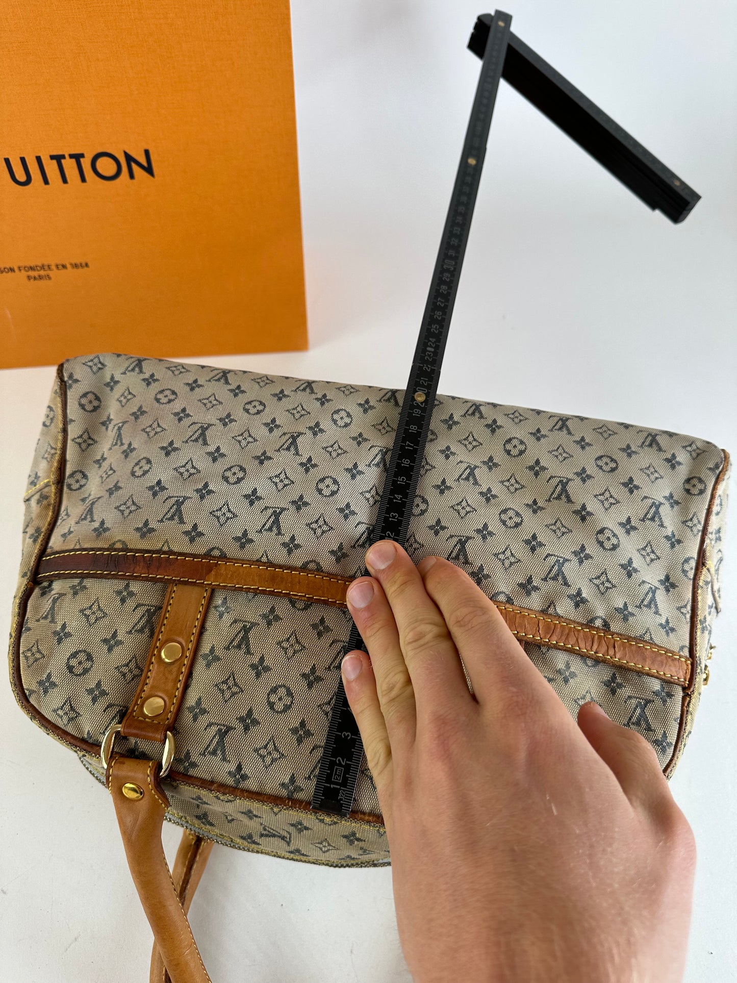 Vintage Louis Vuitton Monogram Mini Lin Canvas Handbag Beige Brown