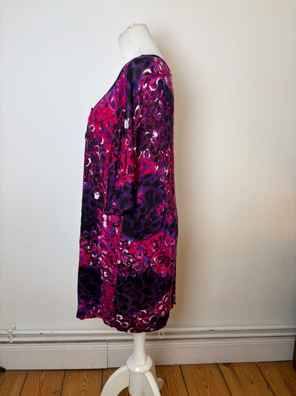 Vintage Versace Floral Silk Blend Tunic Fuchsia Purple M