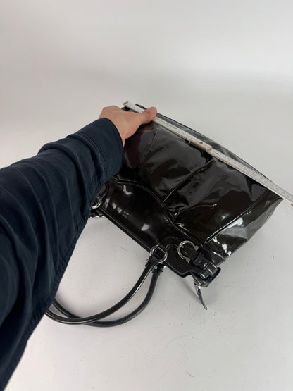 Vintage Salvatore Ferragamo Patent Leather Handbag Brown