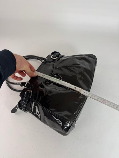 Vintage Salvatore Ferragamo Patent Leather Handbag Brown