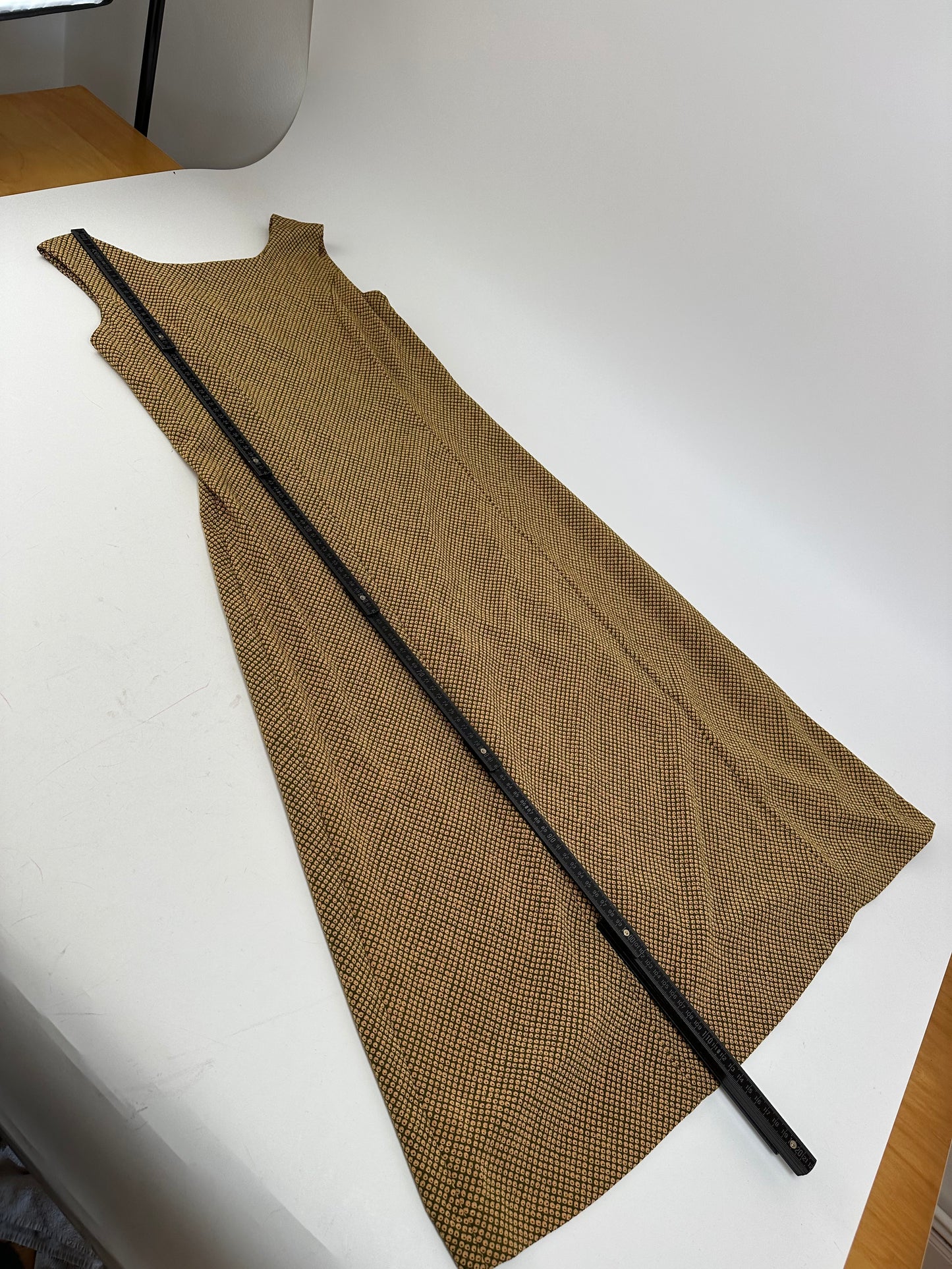 Vintage Gucci Abstract Wool Shift Dress Gold Brown M