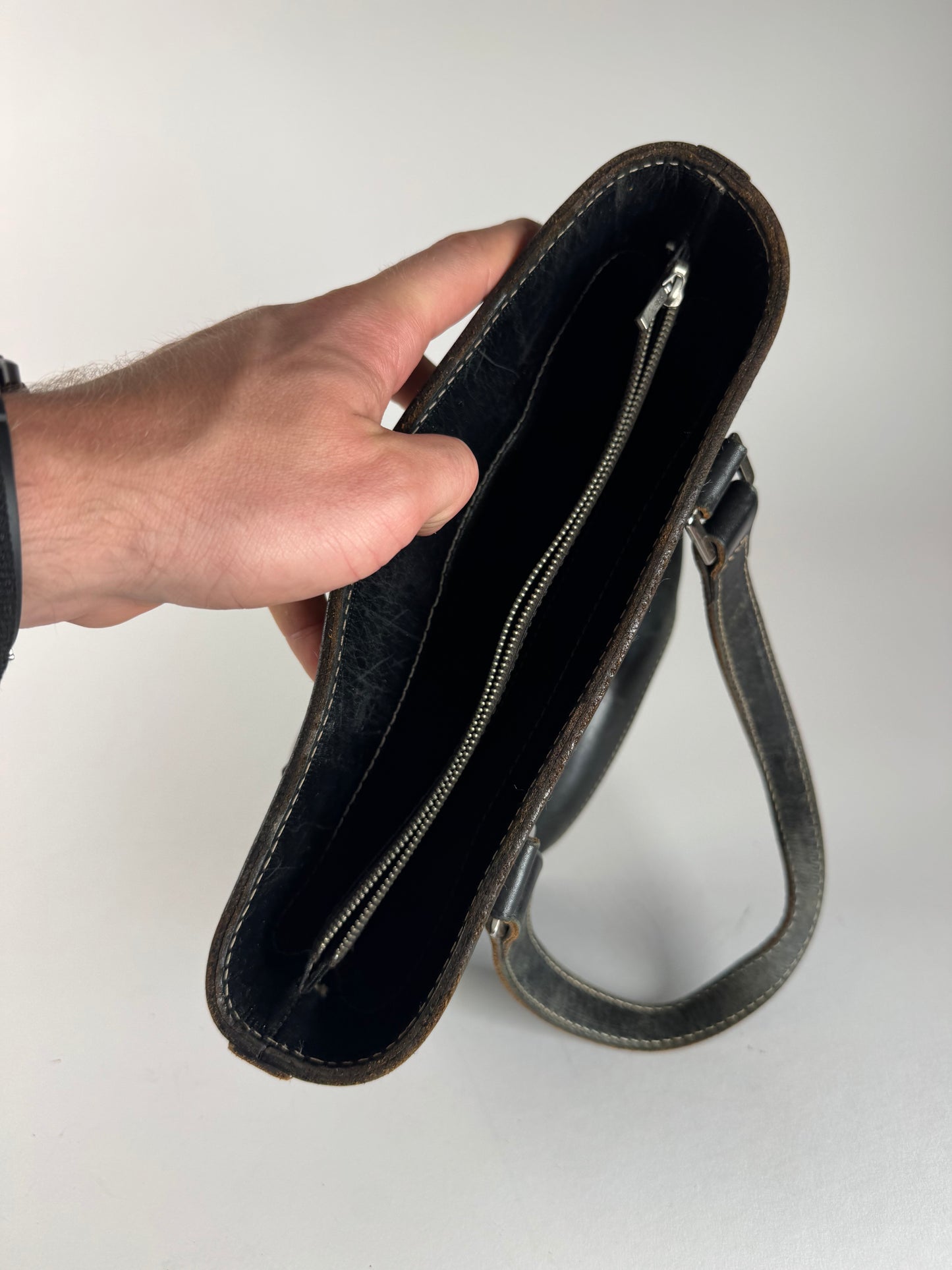 Vintage Courreges Leather Bucket Bag Black