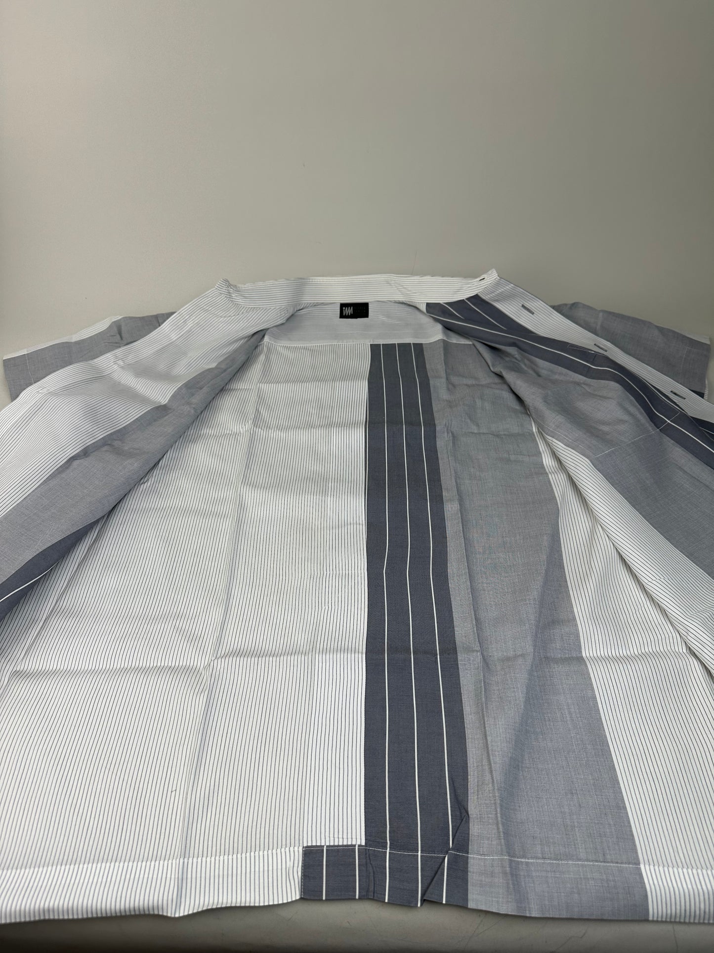 Vintage Issey Miyake Striped Cotton Shirt Grey White M