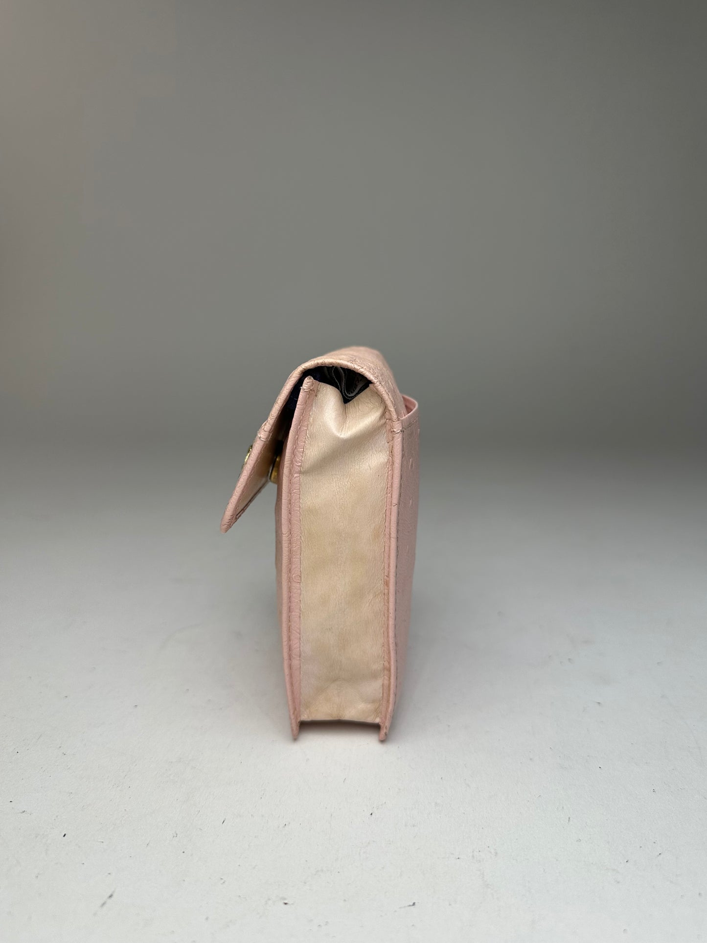 Vintage Gianni Versace Ostrich Leather Mini Bag / Card Holder Pink