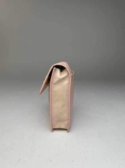 Vintage Gianni Versace Ostrich Leather Mini Bag / Card Holder Pink