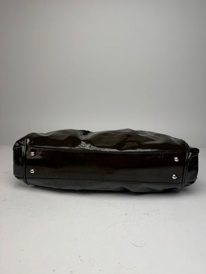 Vintage Salvatore Ferragamo Patent Leather Handbag Brown