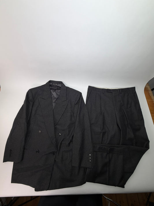 Vintage Givenchy Men's Double-Breasted Wool Blazer & Trousers Dark Grey L