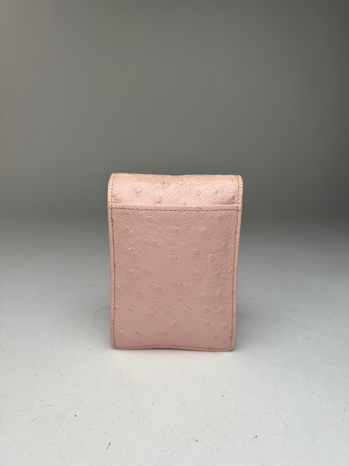 Vintage Gianni Versace Ostrich Leather Mini Bag / Card Holder Pink