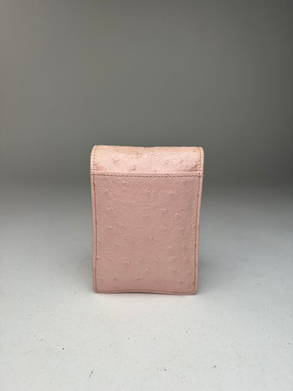 Vintage Gianni Versace Ostrich Leather Mini Bag / Card Holder Pink