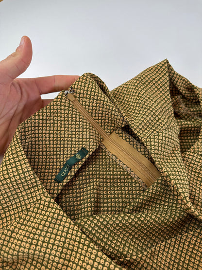 Vintage Gucci Abstract Wool Shift Dress Gold Brown M
