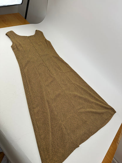 Vintage Gucci Abstract Wool Shift Dress Gold Brown M