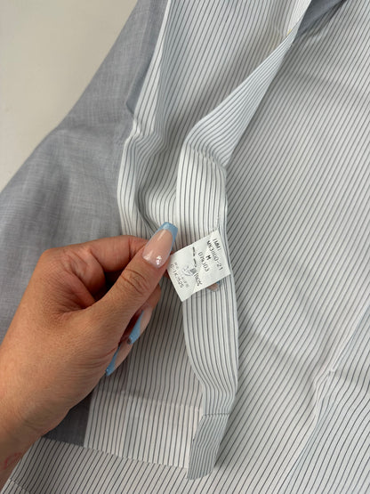 Vintage Issey Miyake Striped Cotton Shirt Grey White M