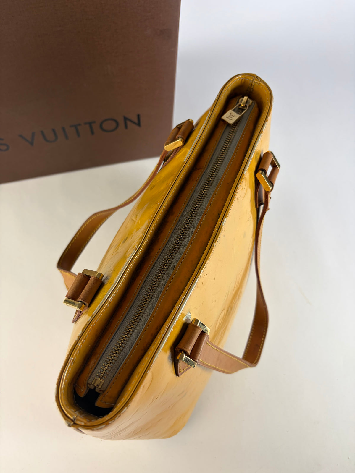 Vintage Louis Vuitton Monogram Vernis Patent Tote Late 1990s Yellow