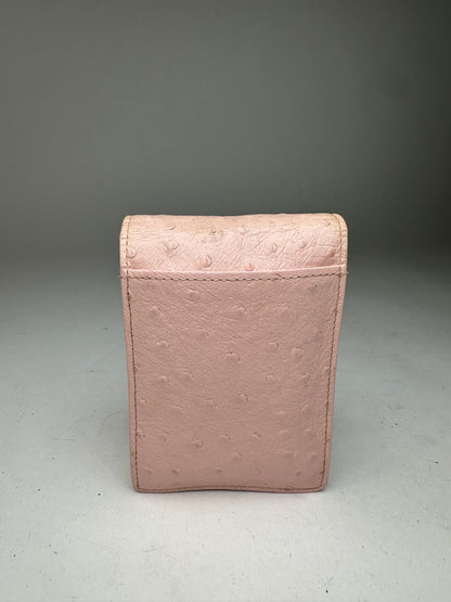 Vintage Gianni Versace Ostrich Leather Mini Bag / Card Holder Pink