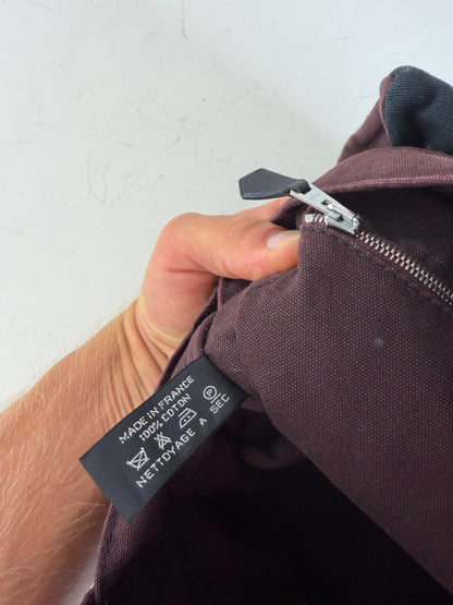 Vintage Hermes Canvas Tote Bag Burgundy Black