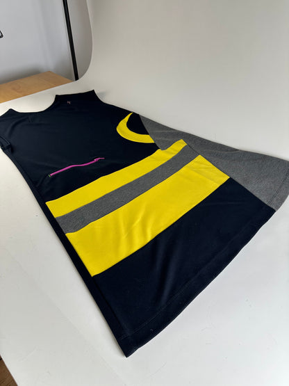 Vintage Kansai Yamamoto Cotton Blend Dress Black Yellow Fuchsia M