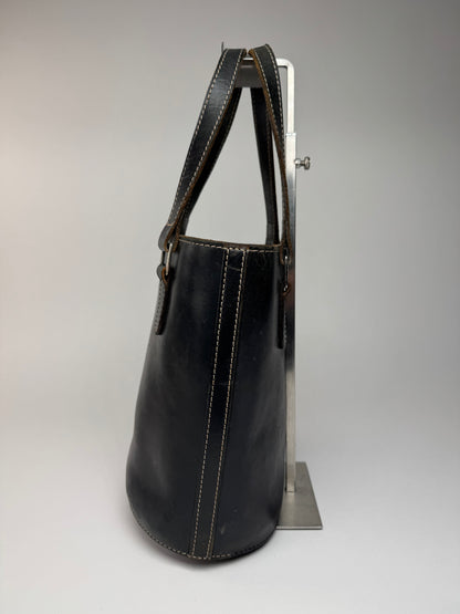 Vintage Courreges Leather Bucket Bag Black