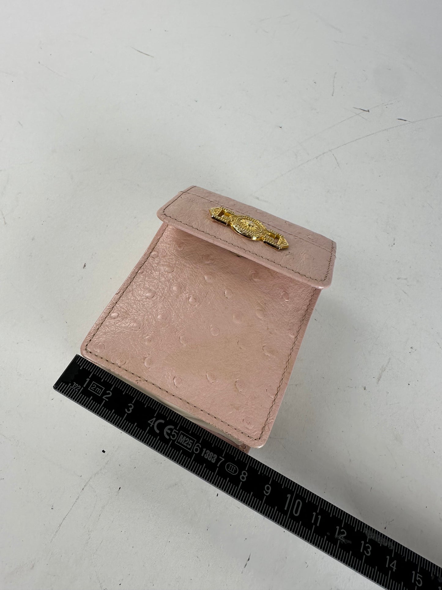 Vintage Gianni Versace Ostrich Leather Mini Bag / Card Holder Pink