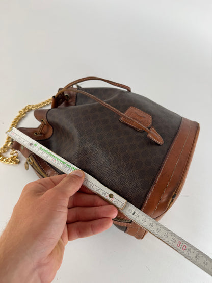 Sac vintage en cuir marron Celine Paris Sac Seau