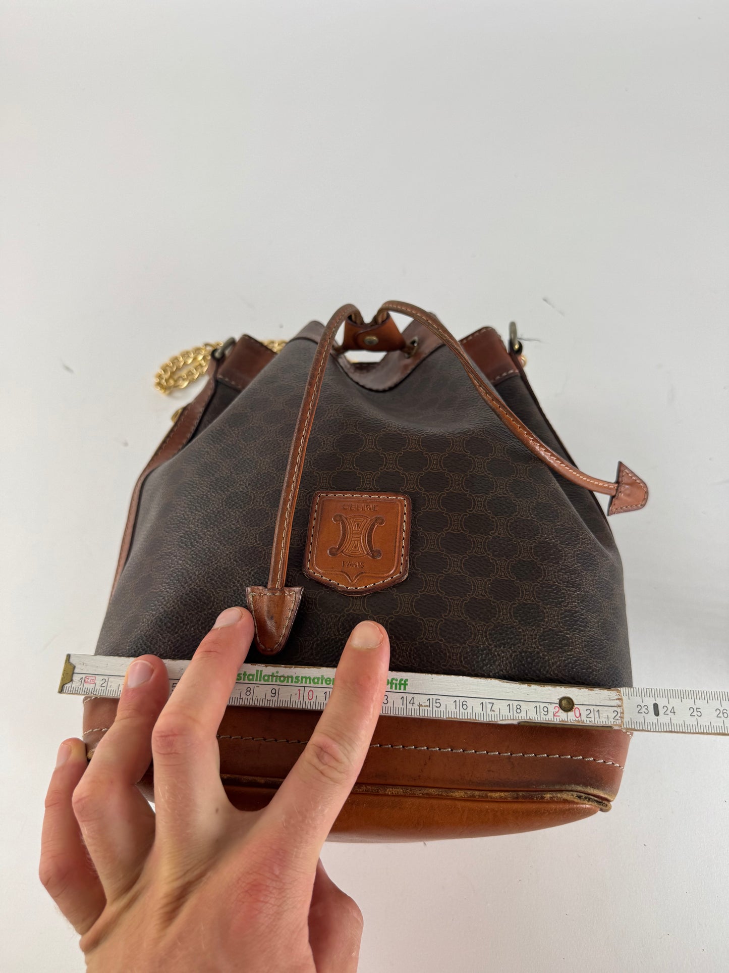 Sac vintage en cuir marron Celine Paris Sac Seau