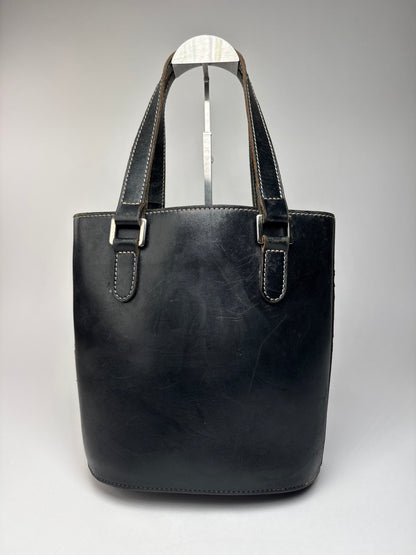 Vintage Courreges Leather Bucket Bag Black