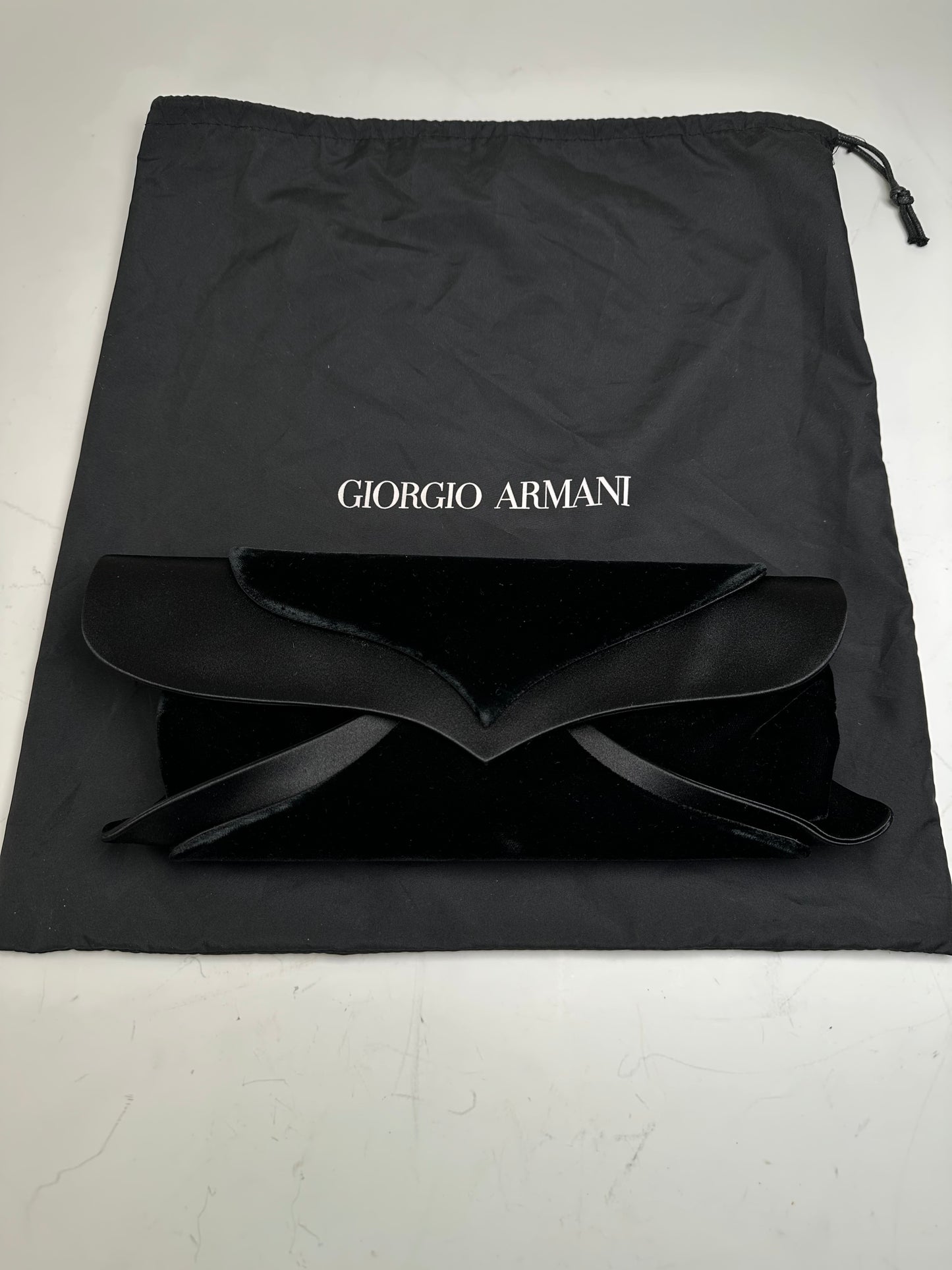 Vintage Giorgio Armani Velvet Satin Clutch Bag Black Silver