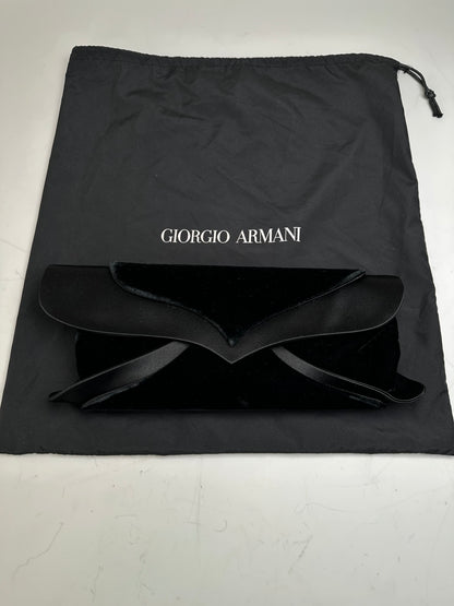 Vintage Giorgio Armani Velvet Satin Clutch Bag Black Silver