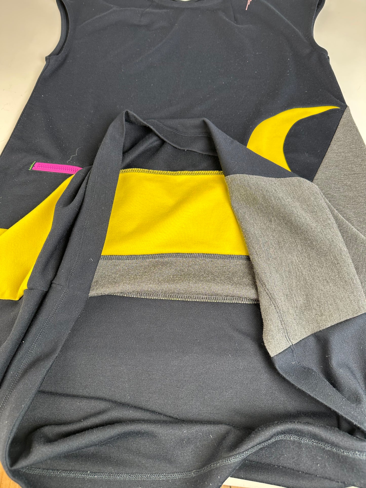 Vintage Kansai Yamamoto Cotton Blend Dress Black Yellow Fuchsia M