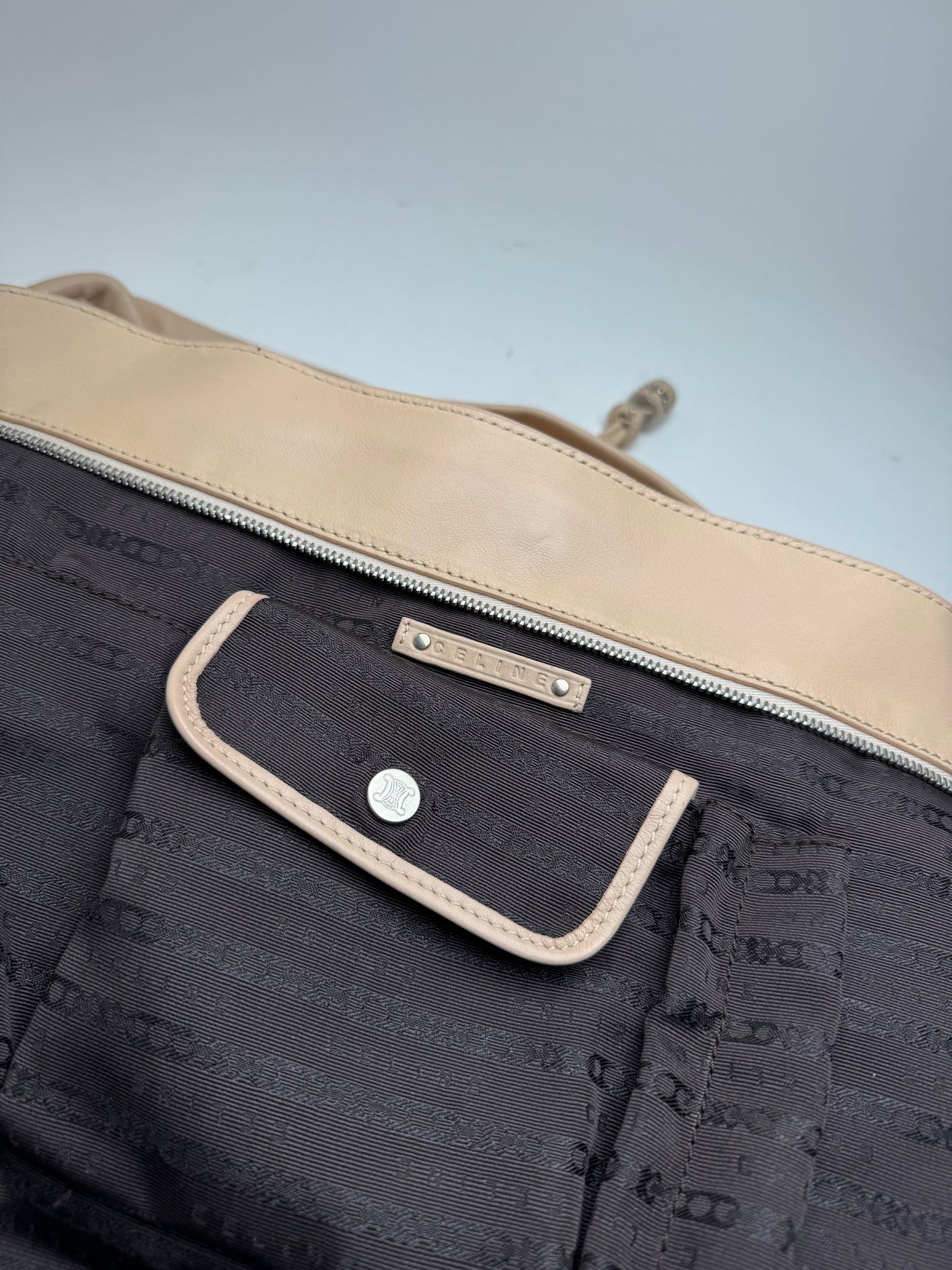 Grand sac vintage en cuir rose Céline