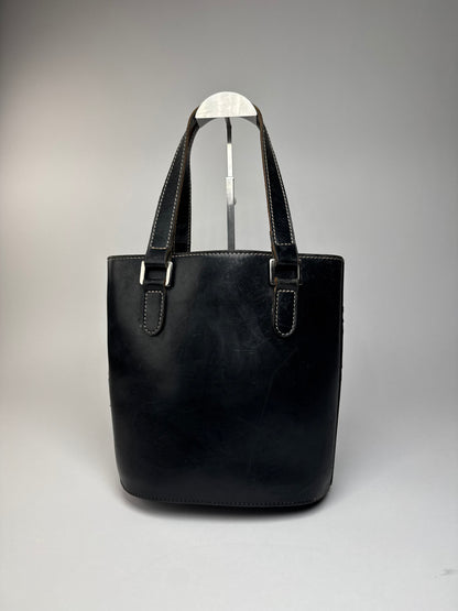 Vintage Courreges Leather Bucket Bag Black