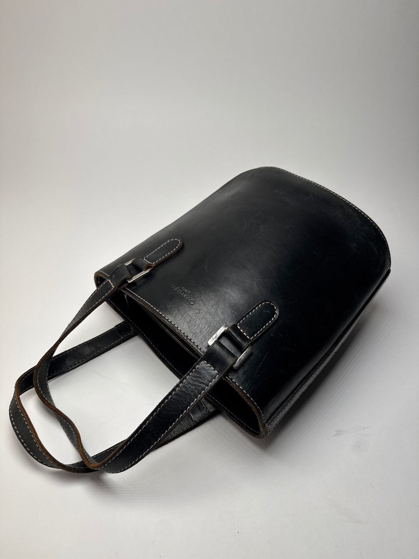 Vintage Courreges Leather Bucket Bag Black