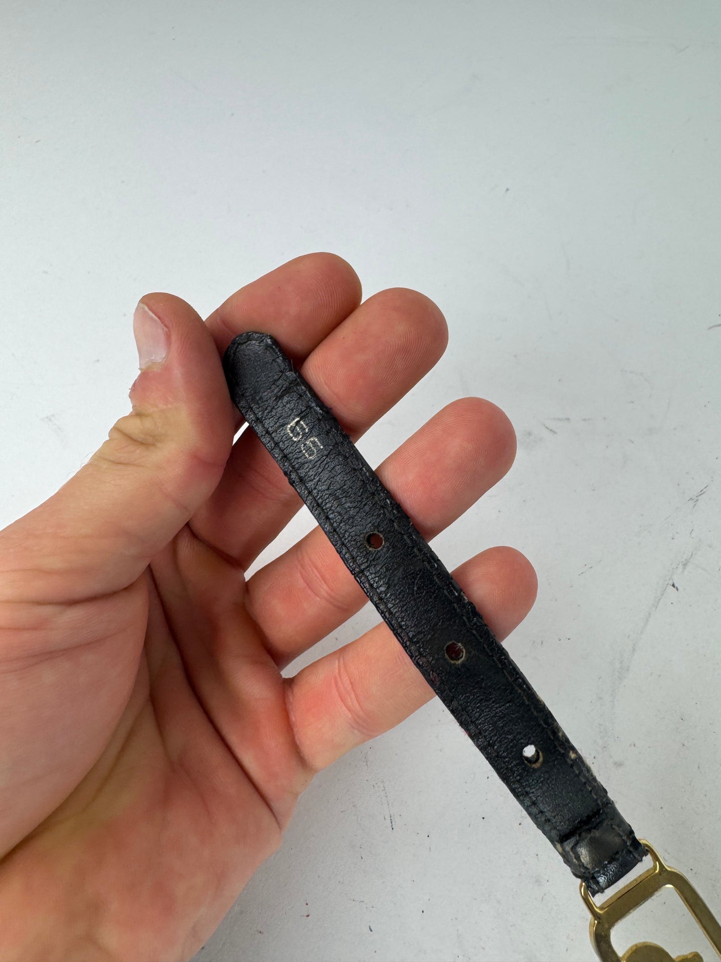 Vintage Celine Paris Carriage Logo Leather Belt Black