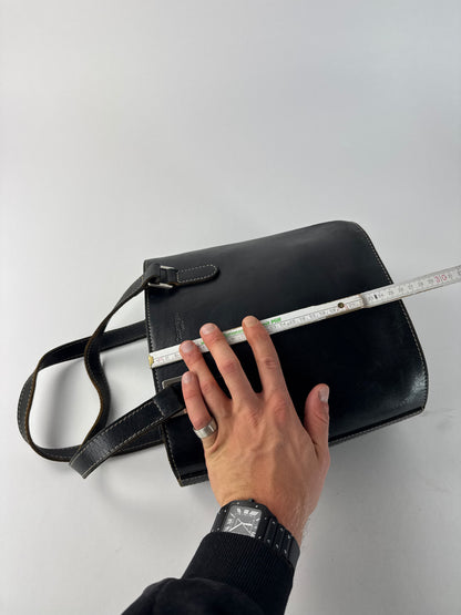 Vintage Courreges Leather Bucket Bag Black