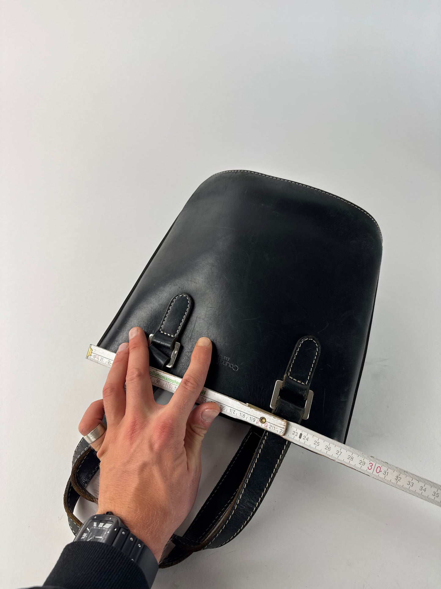 Vintage Courreges Leather Bucket Bag Black