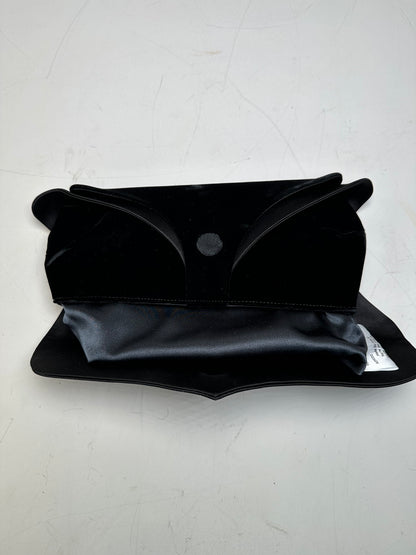 Vintage Giorgio Armani Velvet Satin Clutch Bag Black Silver