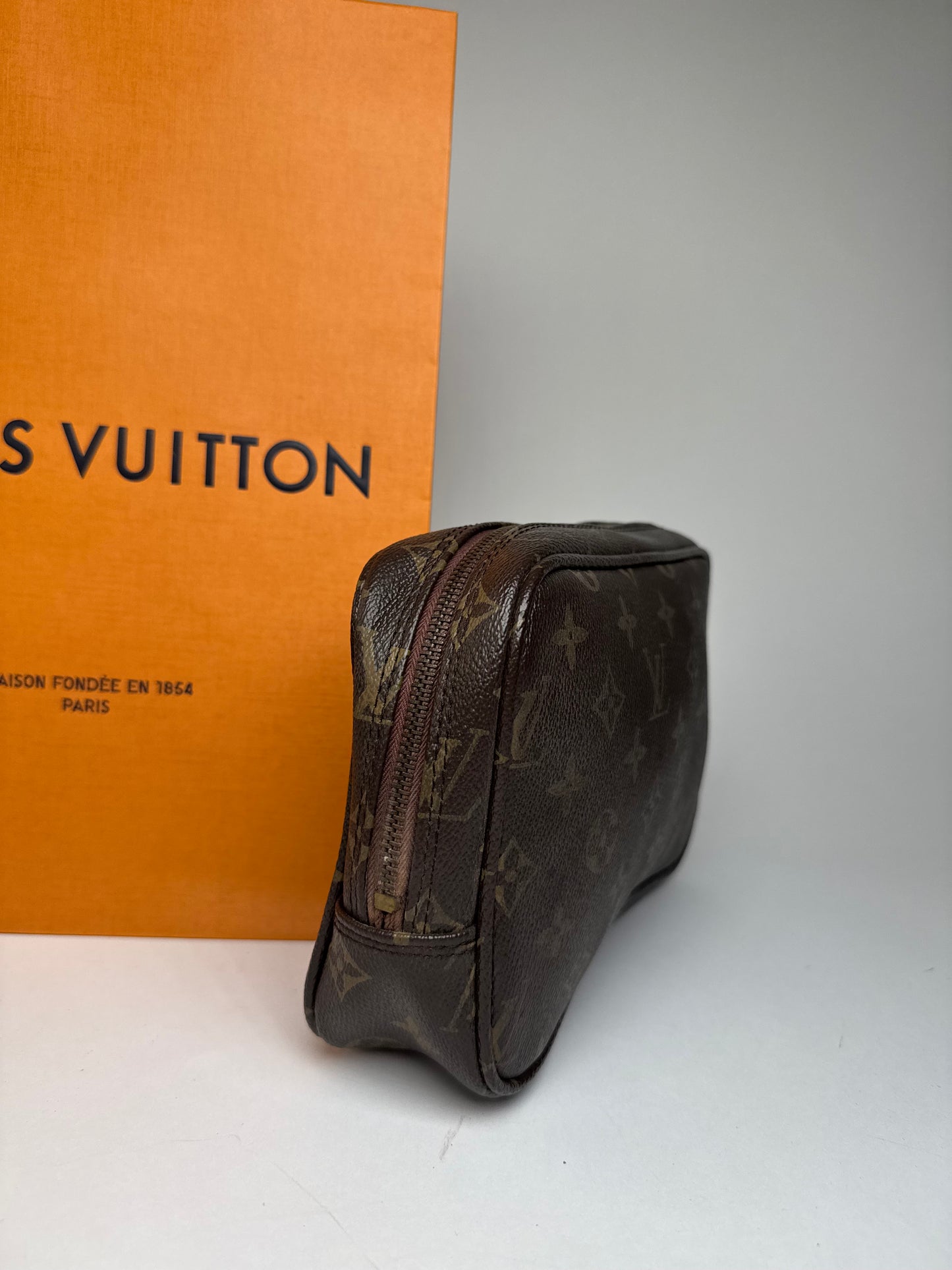Vintage Louis Vuitton Leather Monogram Clutch Brown