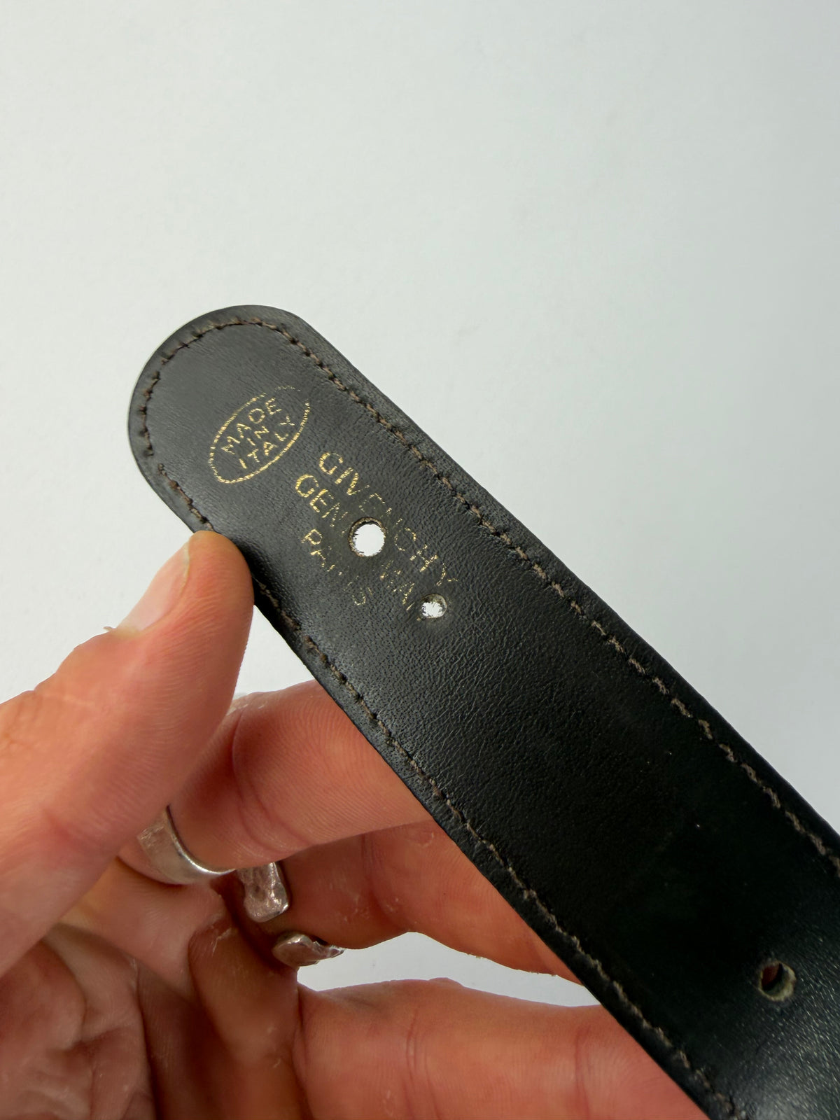 Vintage Givenchy 4G Logo Leather Belt c. Late 1970s Black Gold