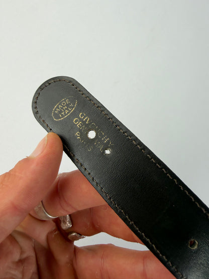 Vintage Givenchy 4G Logo Leather Belt c. Late 1970s Black Gold