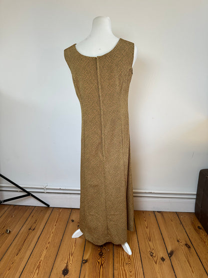 Vintage Gucci Abstract Wool Shift Dress Gold Brown M