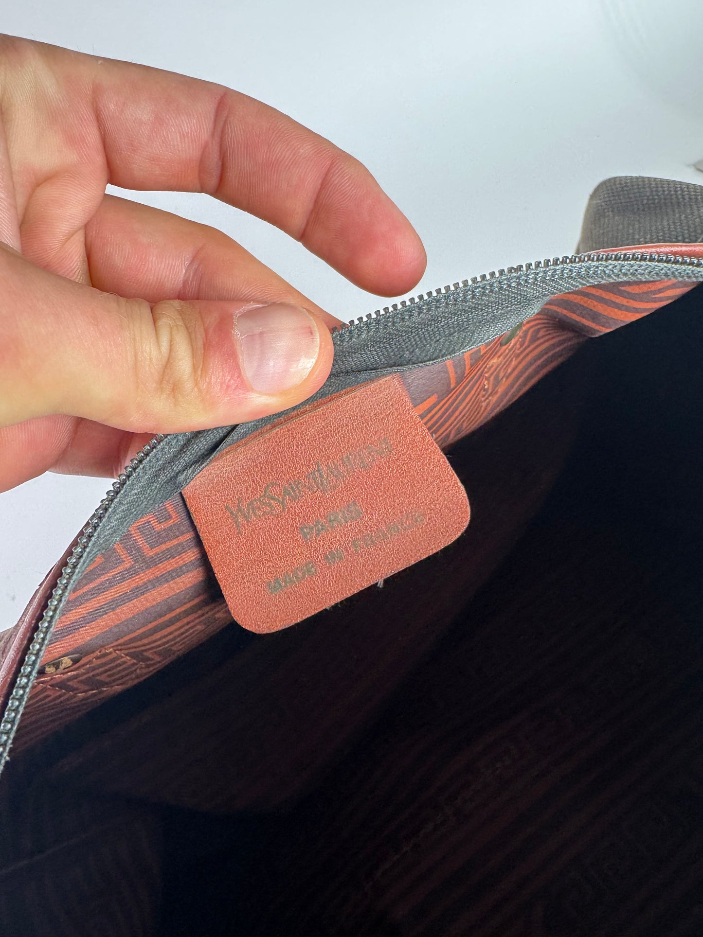 Sac vintage Yves Saint Laurent Mini Boston en cuir et toile noir et marron