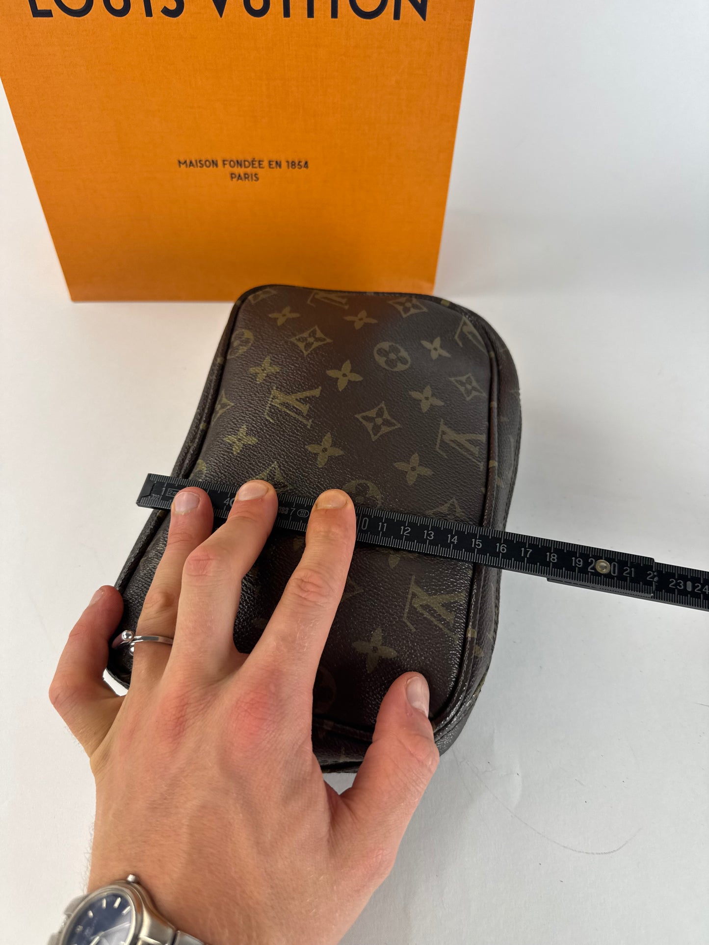 Vintage Louis Vuitton Leather Monogram Clutch Brown