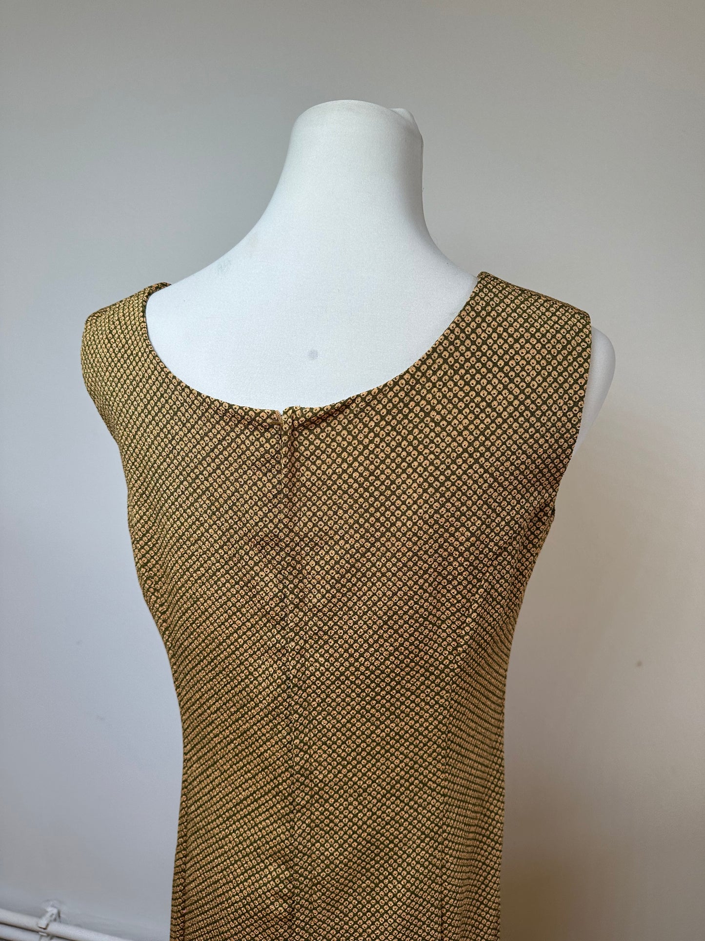 Vintage Gucci Abstract Wool Shift Dress Gold Brown M