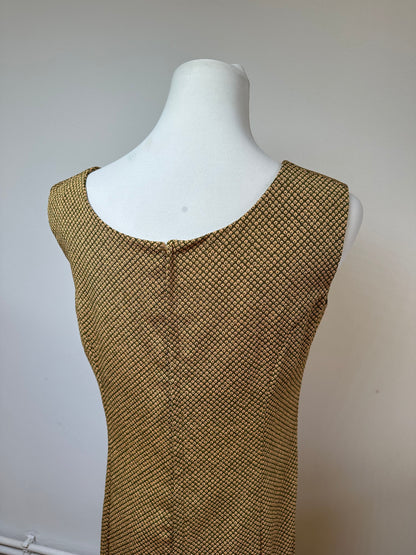 Vintage Gucci Abstract Wool Shift Dress Gold Brown M