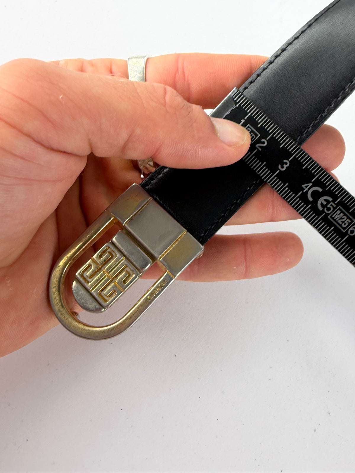 Vintage Givenchy 4G Logo Leather Belt c. Late 1970s Black Gold