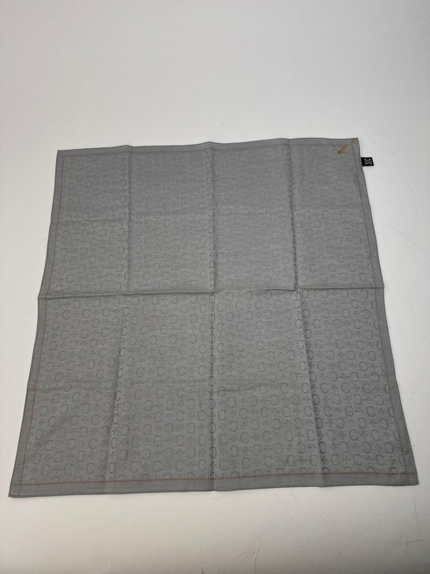 Vintage Celine C Monogram Scarf Silver Black