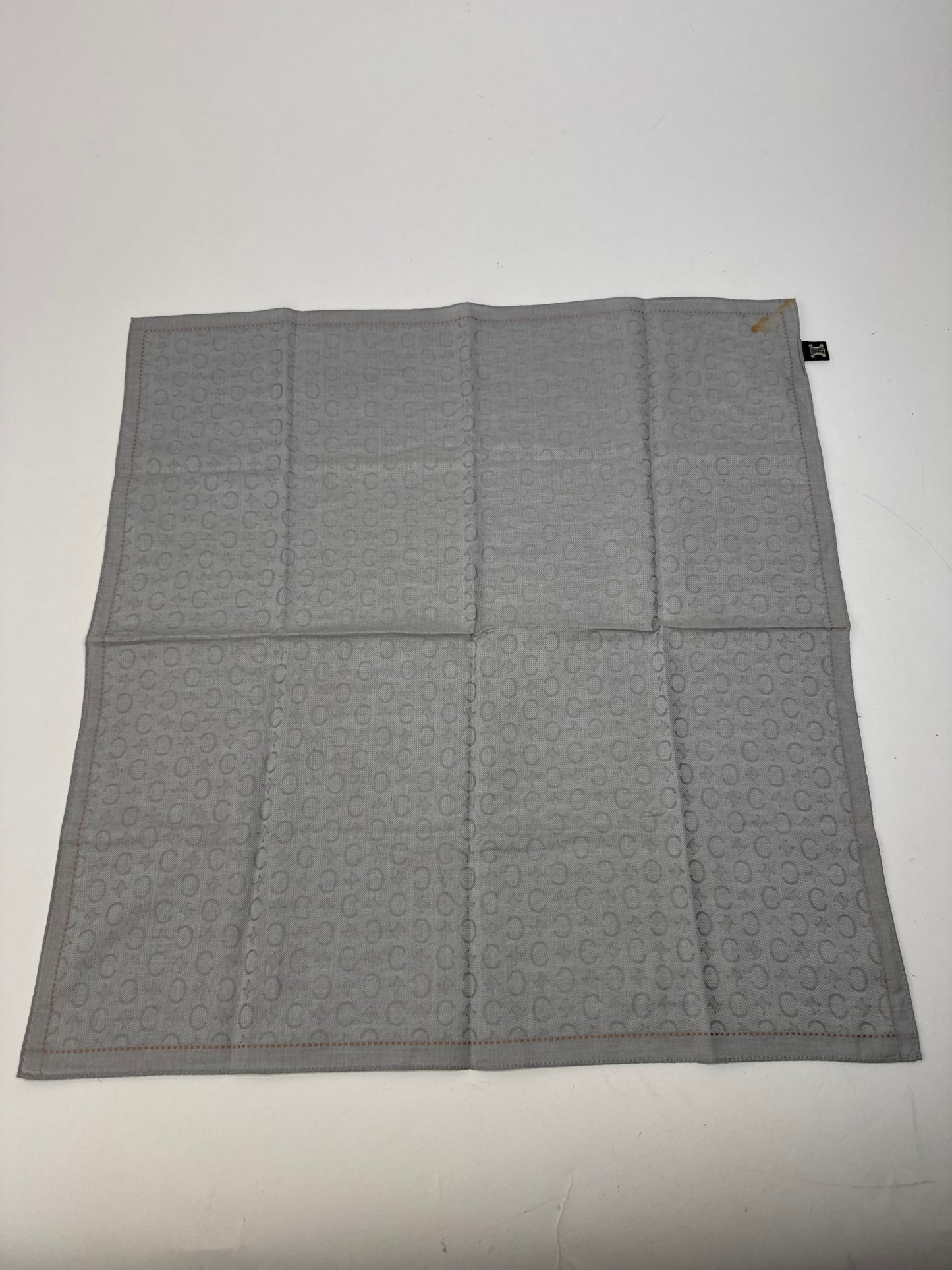 Vintage Celine C Monogram Scarf Silver Black