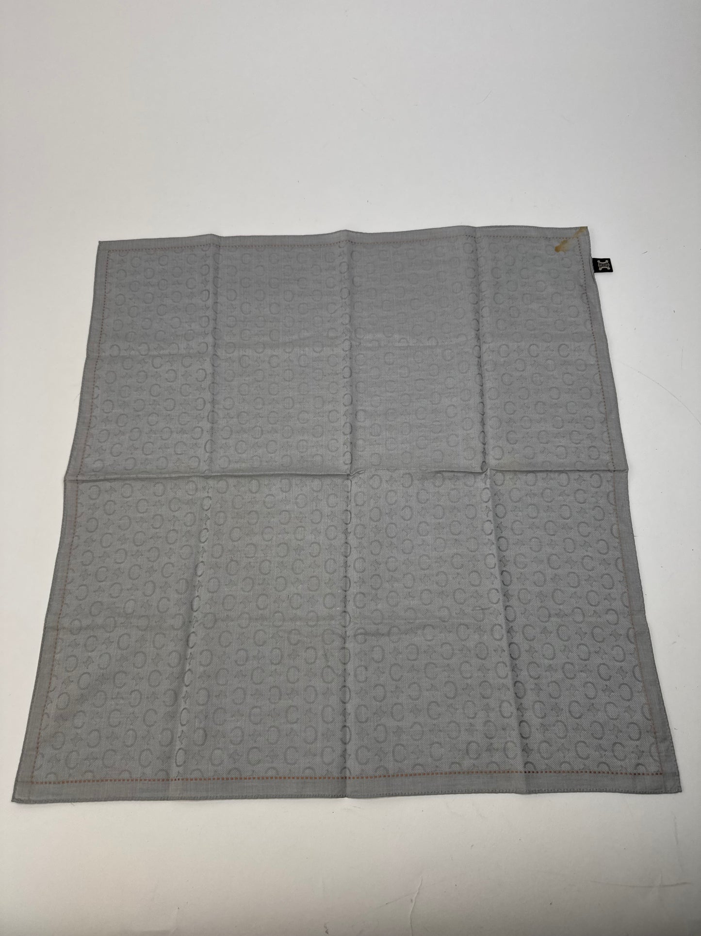 Vintage Celine C Monogram Scarf Silver Black