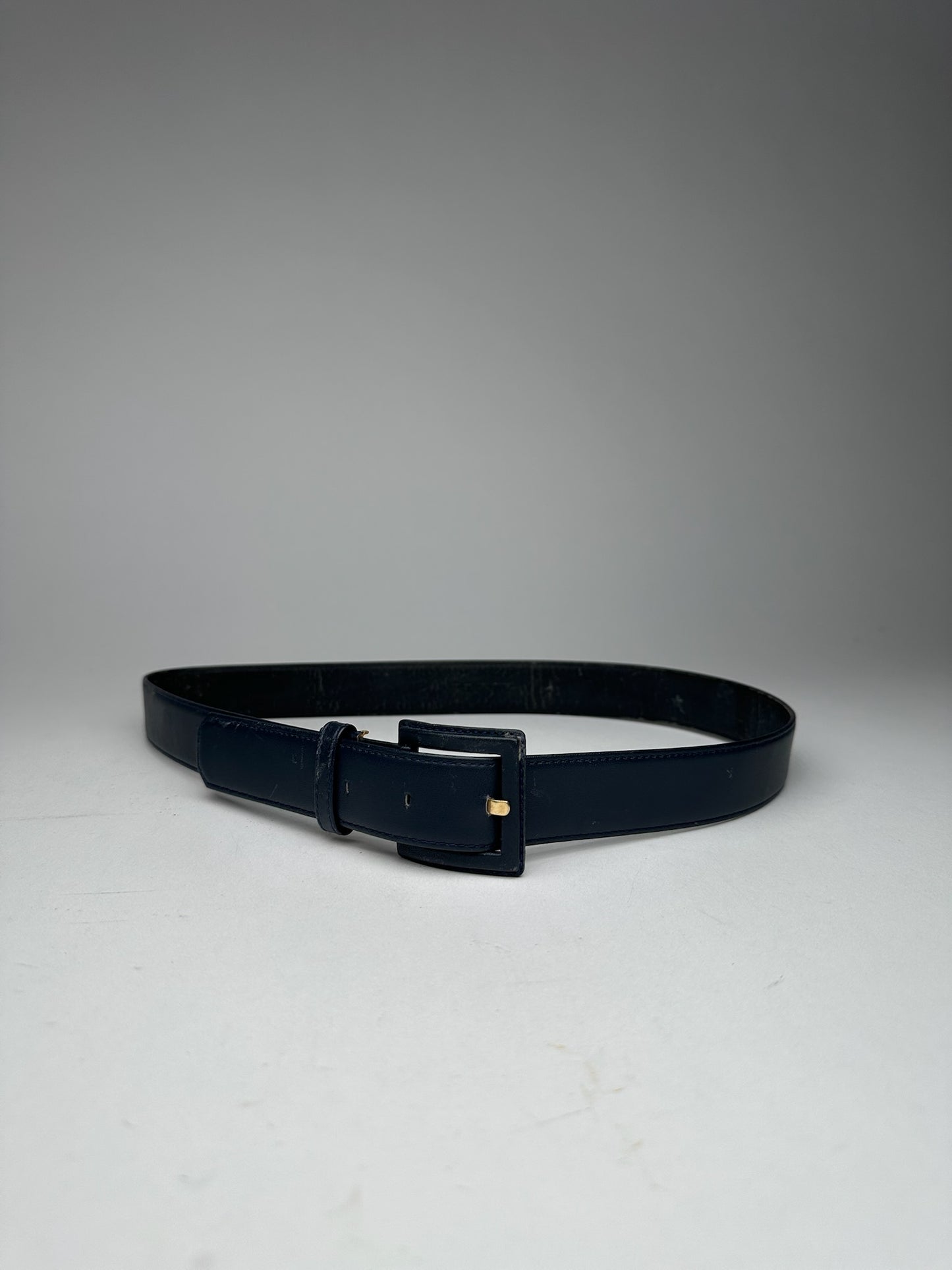 Vintage Dior Leather Belt Navy
