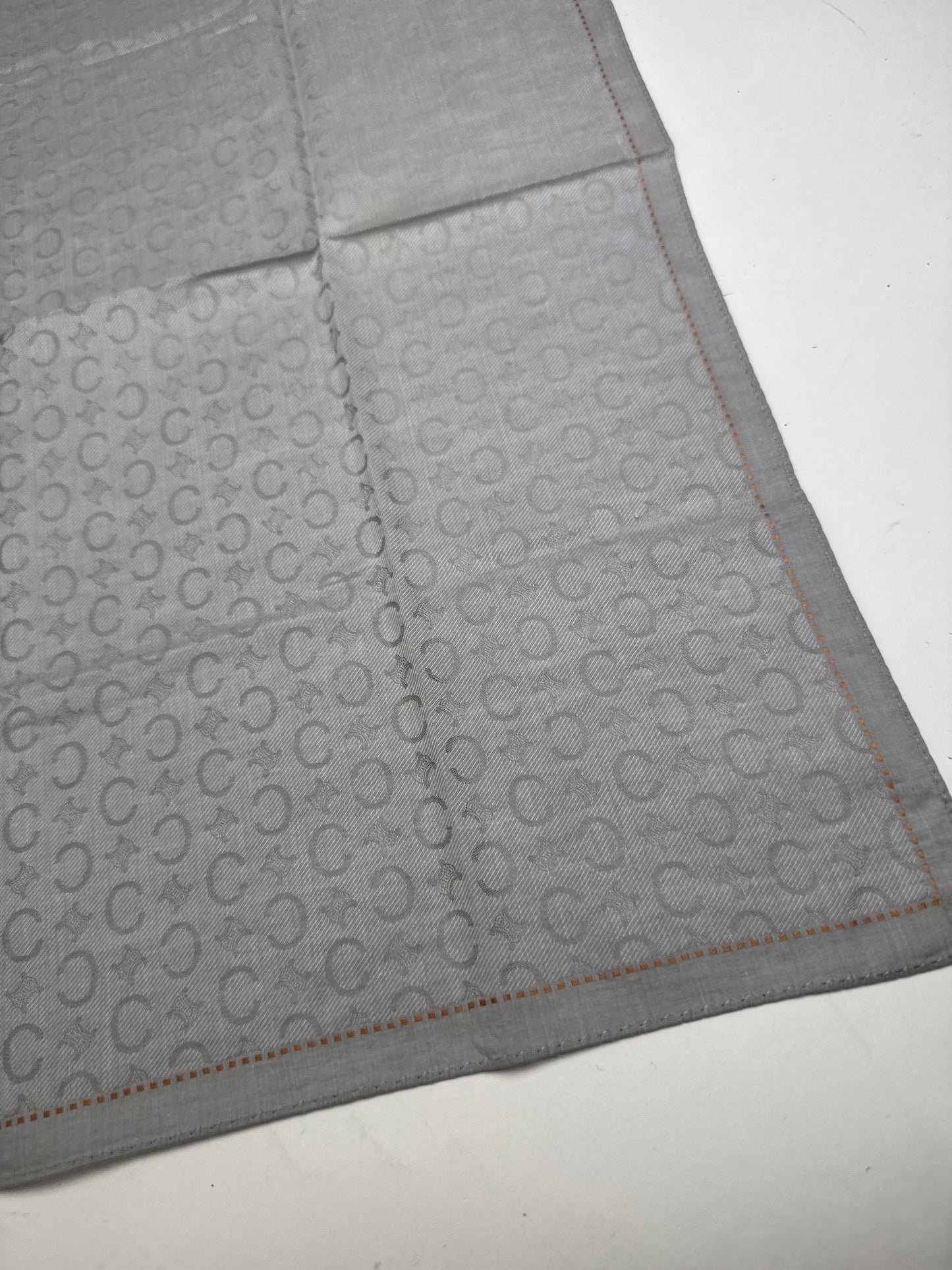 Vintage Celine C Monogram Scarf Silver Black